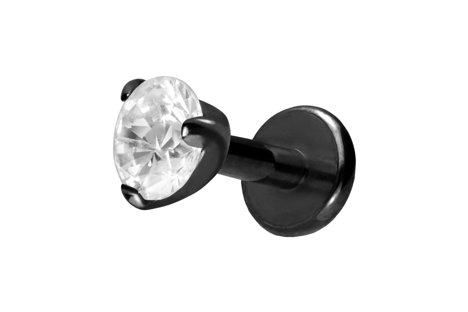 Titan Labret Piercing mit Innengewinde EINGEFASSTER KRISTALL